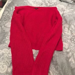 Bright pink knit cropped sweater